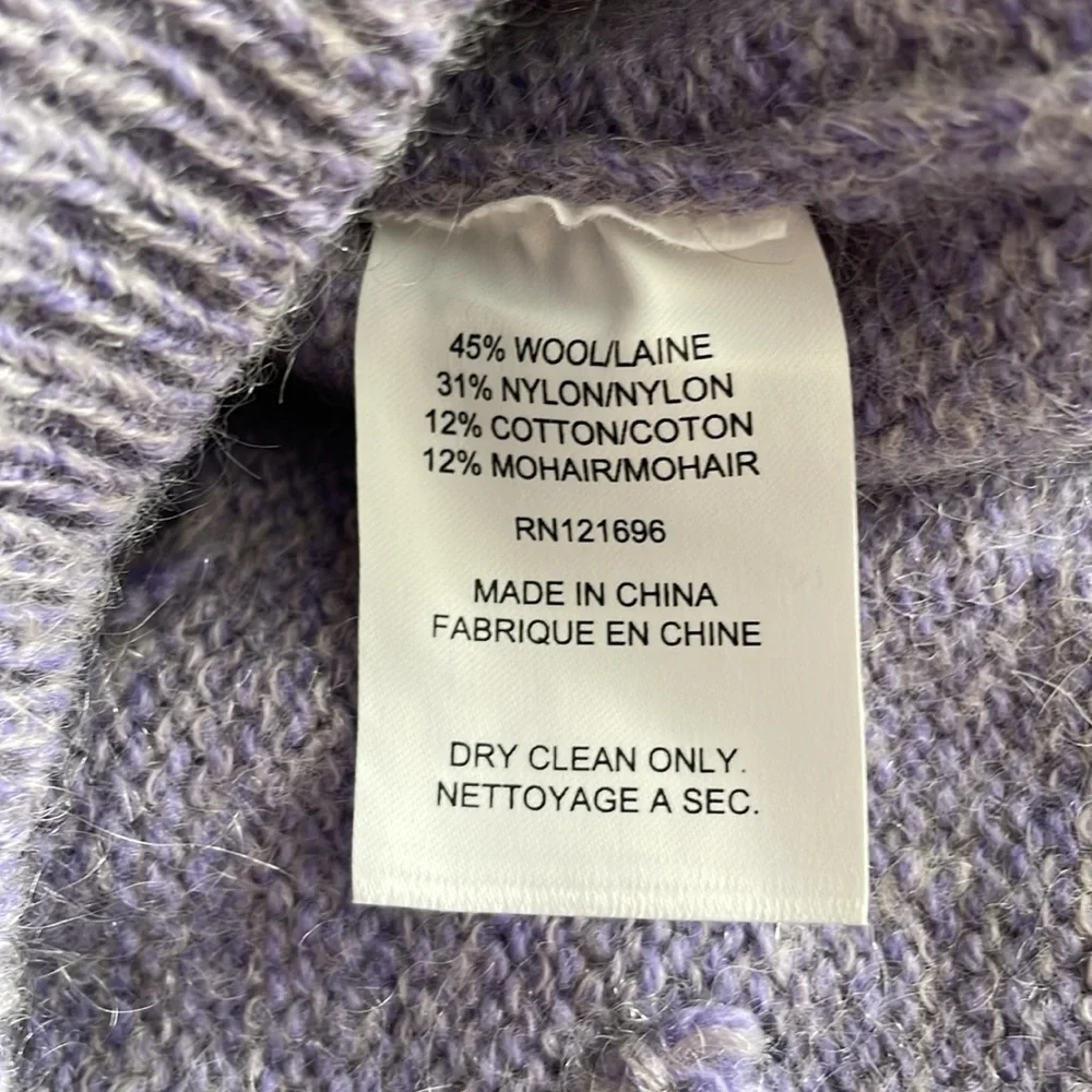 DEMYLEE x J. CREW Puff Sleeve Pom Pom Wool Blend Sweater Lavender Size XXL NWT